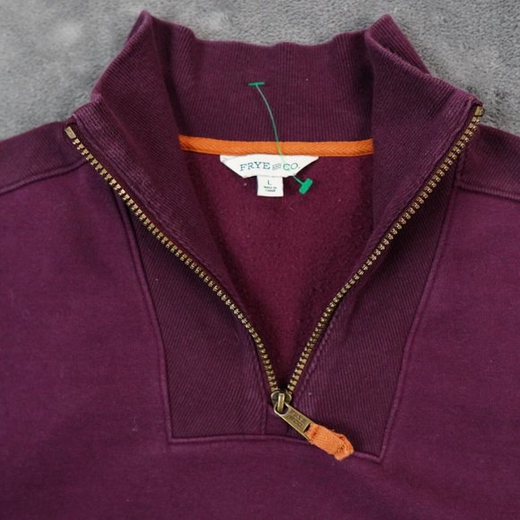 Frye Co Sweater Mens Large Burgundy 1/4 Zip‎ Pullover Warm Outdoors Comfort - Picture 1 of 8